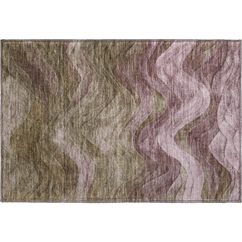 Premium Machine Washable Milardo AMF1700 Swirls Rug, Rectangle 1'8" x 2'6"
