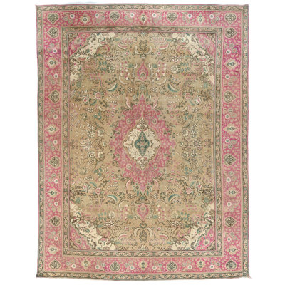 Tapis oriental délavé semi-antique