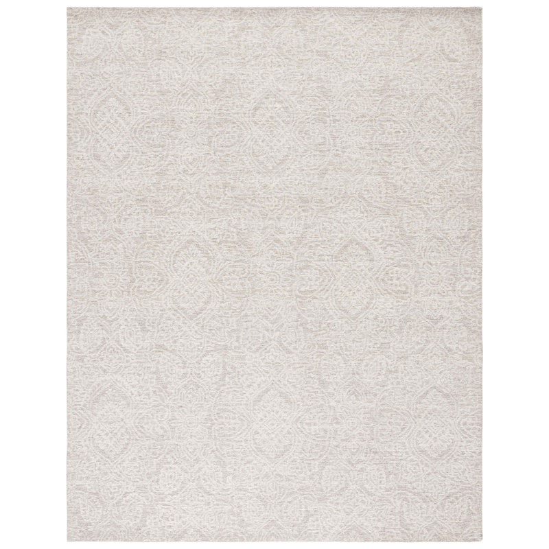 Metcalfe Handmade Tufted Wool Natural/Ivory Area Rug, Rectangle 6' x 8'