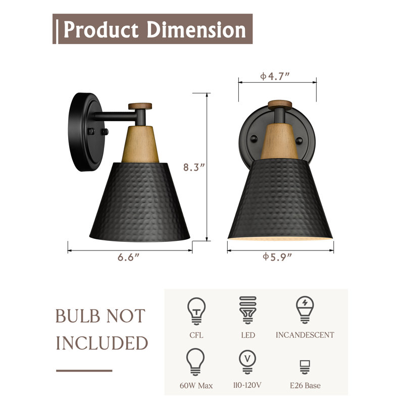 Applique murale pour meuble-lavabo noir 1 lumière Mudge, Noir