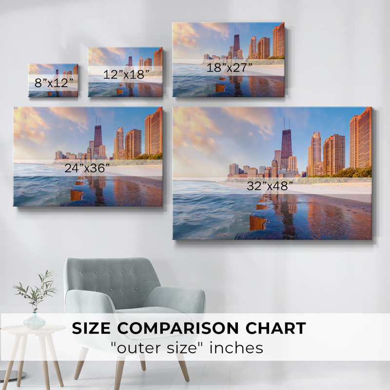Chicago Lakefront I sur impression sur toile, H 24 po x l 36 po x P 1,5 po