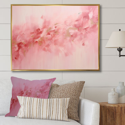 Art mural abstrait doré et rose rivière II - Fuschia