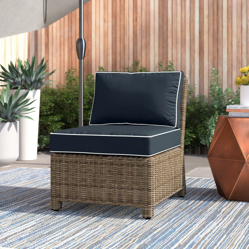 Chaise de patio avec coussins Mosier, Bleu marine, Brun