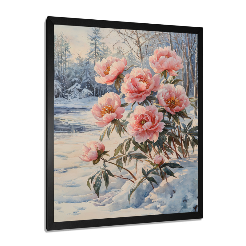 Carnkeeran - Art mural sur toile florale, H 20 po x l 12 po, Picture Framed, Noir, noir, noir, noir