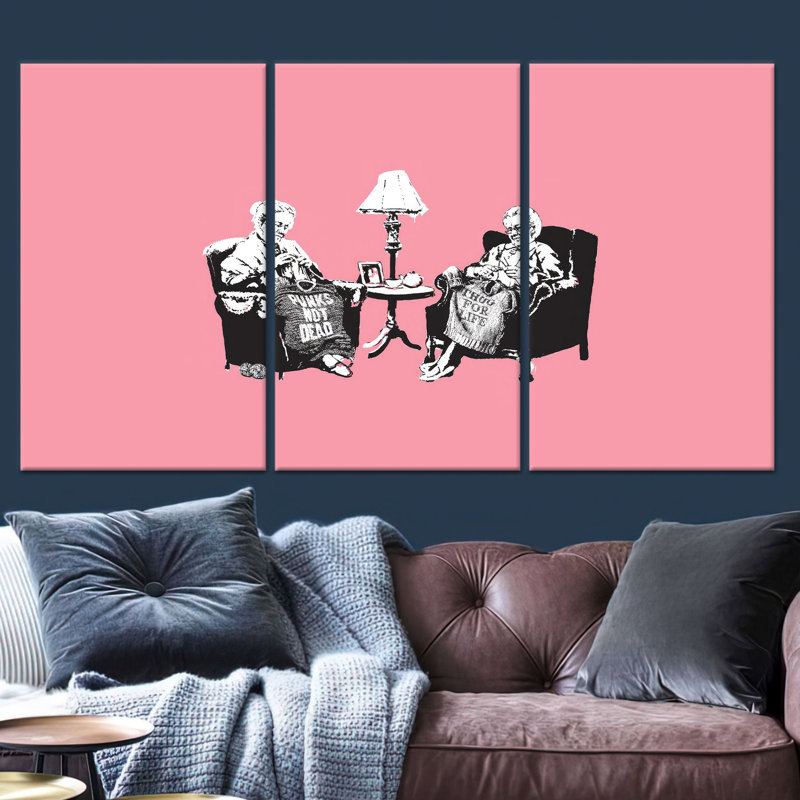 «Elegant Grandma Graffiti Art Print»: décoration murale sur toile graphique rose, toile tendue 3P
