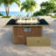 Foyer de table au propane avec pare-vent en verre et osier à motif de panier ouvert-809505078