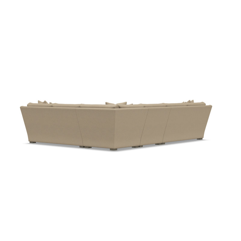 Sectional, Yellow Polyester, 34.5" H x 137.5" W x 107.5" D, Right Hand Facing