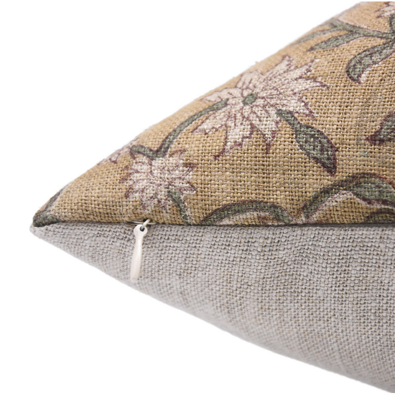 Linen Indoor/Outdoor Pillow Cover, 20" x 20", Brown/Green Floral 2