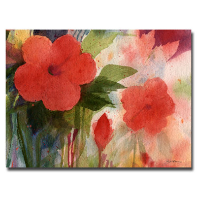 « red fleurs » par sheila golden, reproduction d’art sur toile tendue encadrée