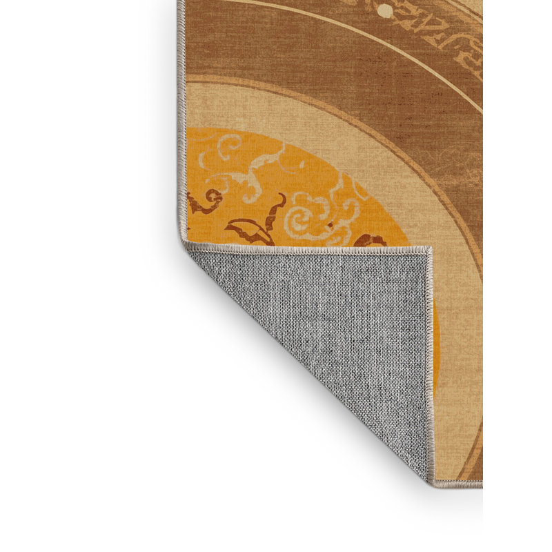 Tapis oriental classique brun / beige lavable à la machine Paizley, 4 x 6