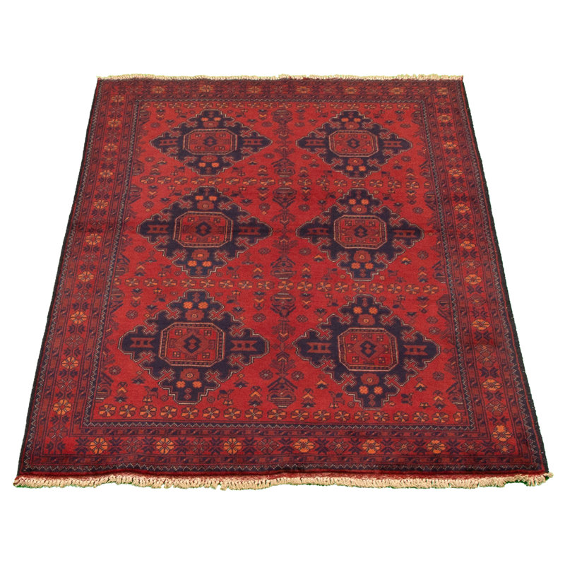 Tapis de zone en laine rouge 4 pi 1 po x 6 pi 5 po à main one-of-kind-noué la 2010 esari Allaina