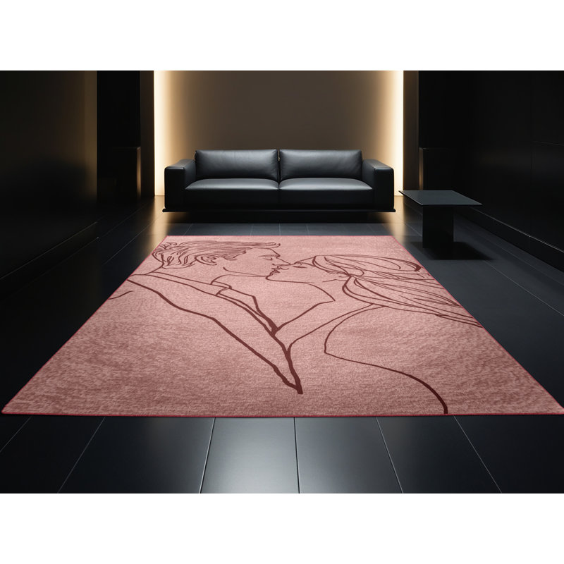 Tapis brun moderne et contemporain lavable à la machine Fieldston Valentines, 3 X 5