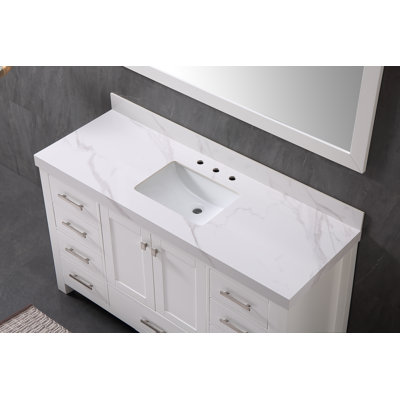 61" Porcelain Bathroom Vanity Top with Single Sink and 3 Holes, without Faucet