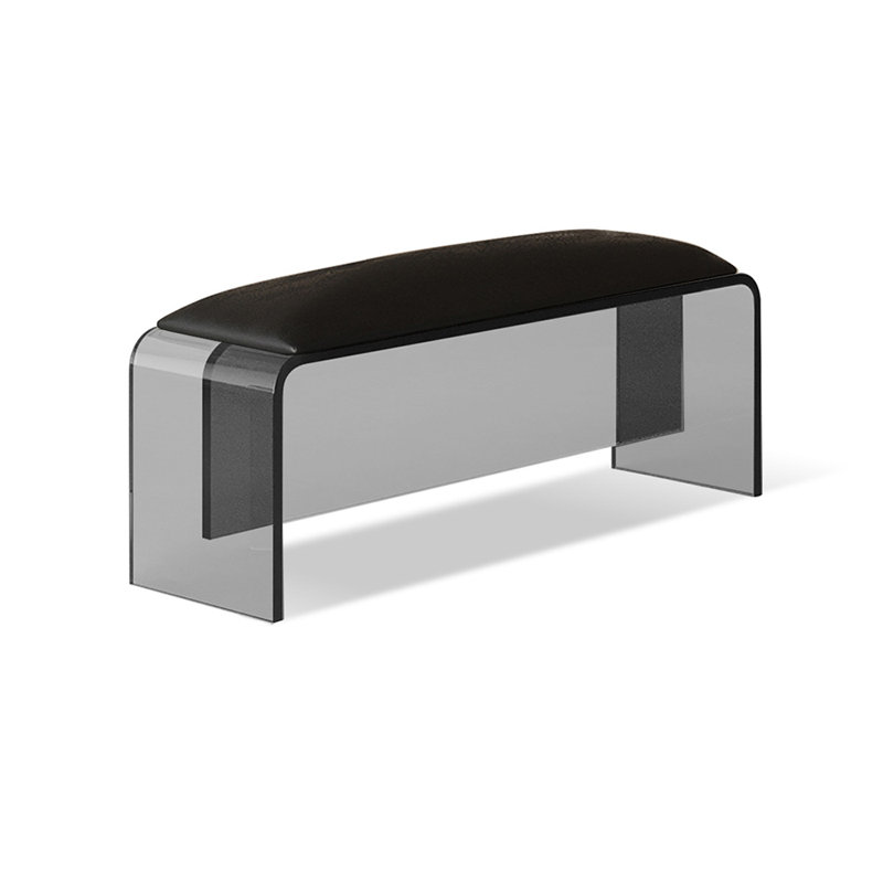 Banc de chambre en cuir noir avec banc d'entrée, Noir