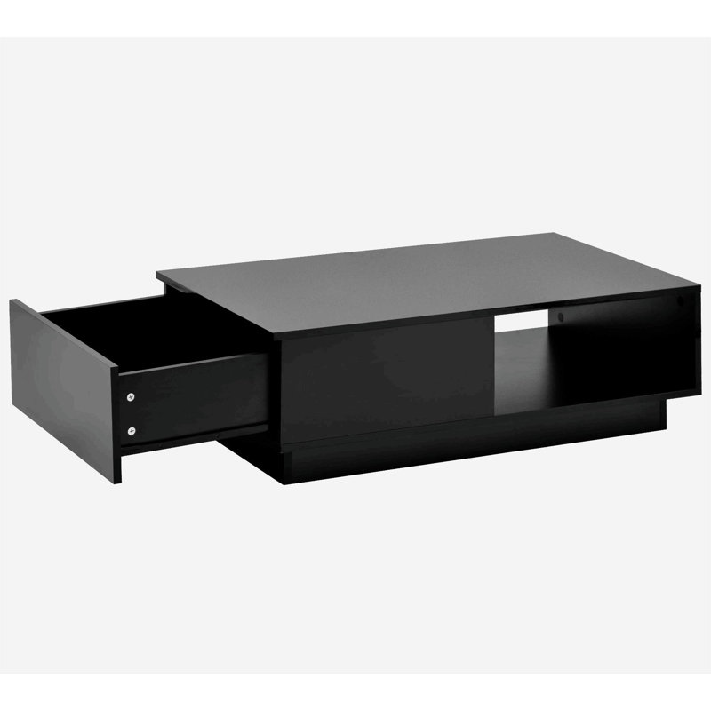 Aunah Pedestal Coffee Table with Storage, Black