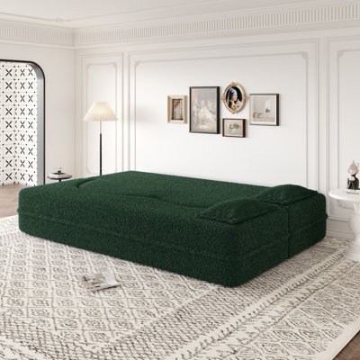 Canapé-lit moderne avec 2 coussins, canapé-lit convertible en tissu rembourré de mousse, matelas pliant double de 15 po pour le salon, le lit d'invité, la salle de jeux, aucun assemblage requis