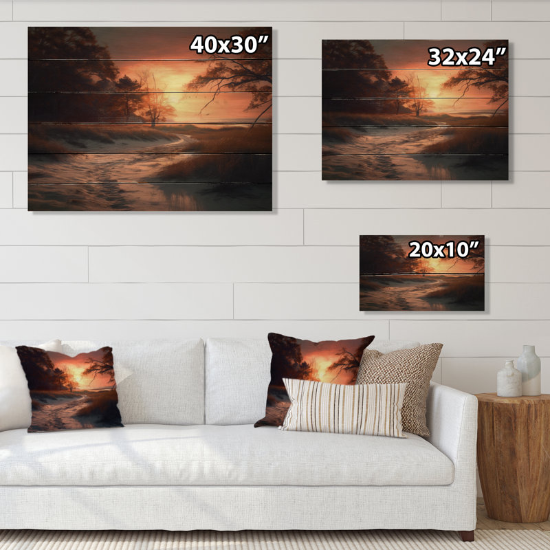 «Beachside Sunset I» sur bois, H 24 po x l 32 po x P 0,78 po