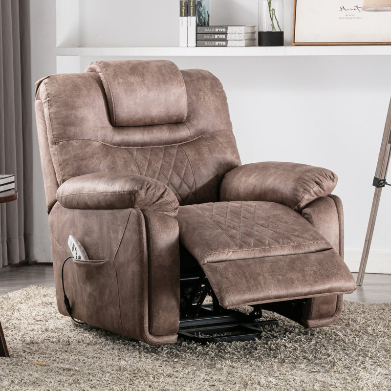 Fauteuil de massage inclinable électrique chauffant, Similicuir brun