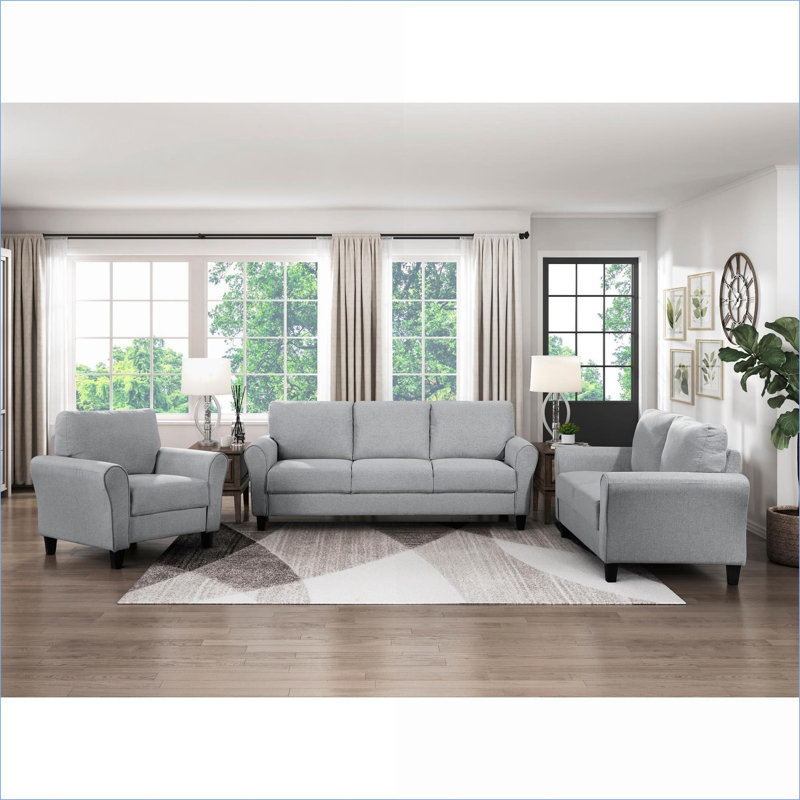 Chaise d'appoint rembourrée en tissu texturé gris anthracite, accoudoirs arrondis, coussin attaché, siège transitionnel pour salon, adultes
