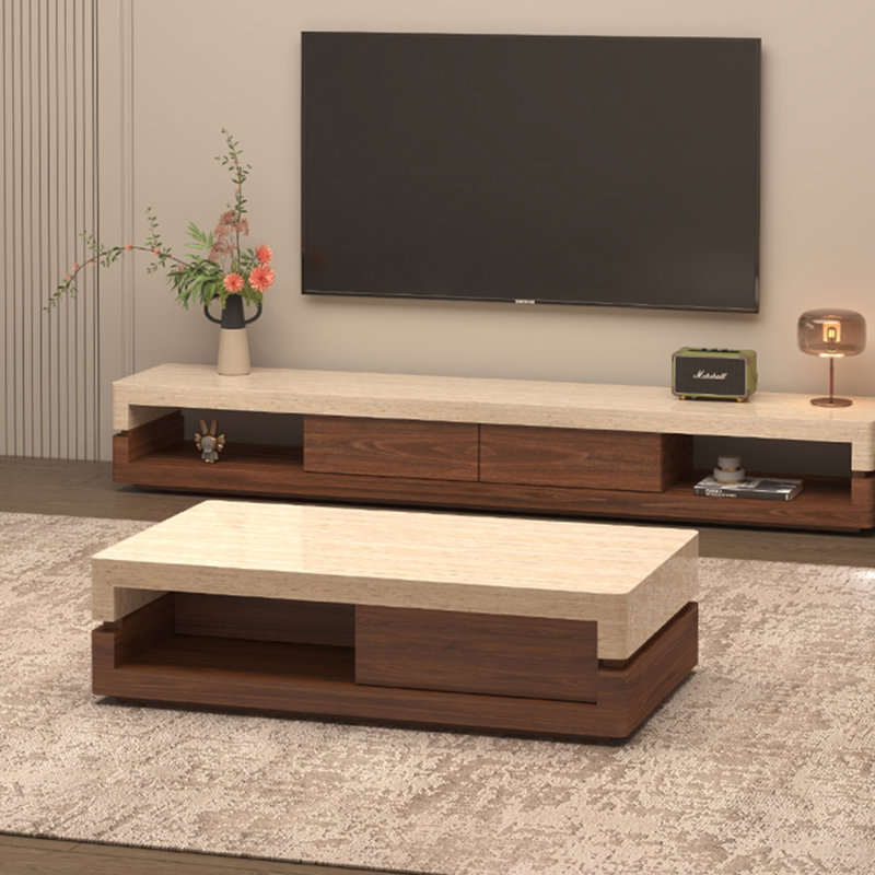 Modern Simple Marble Coffee Table, 15.7" H x 51.2" L x 27.6" W