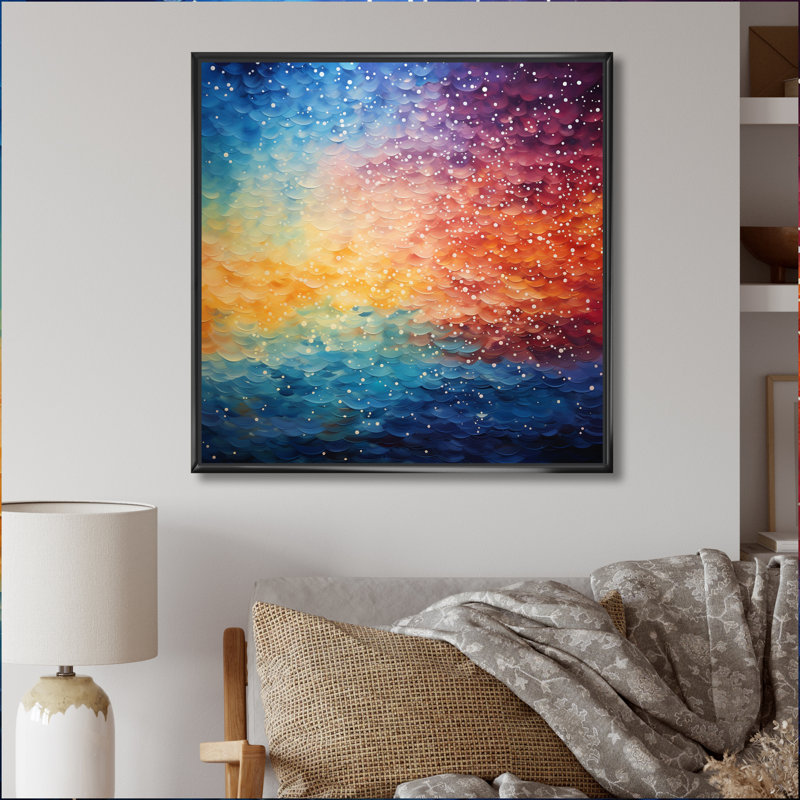 Ciel coloré et illusion éthérée III - impression, Cadre flottant noir, H 36 po x l 36 po x P 1,5 po