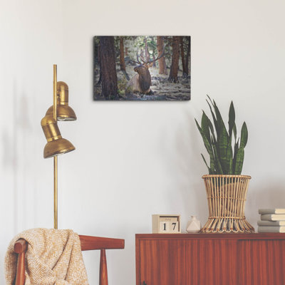  «Elk In The Woods» par David Drost, art mural en métal, 24 po x 16 po