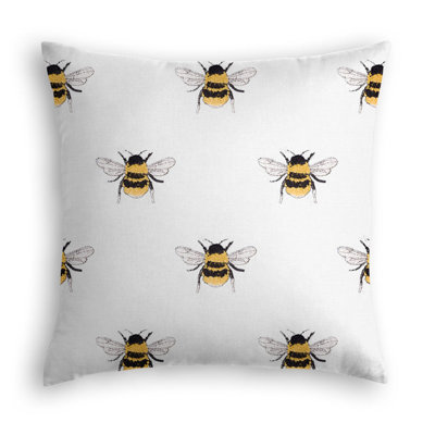 Bee Print Cotton Throw Square Pillow Cover