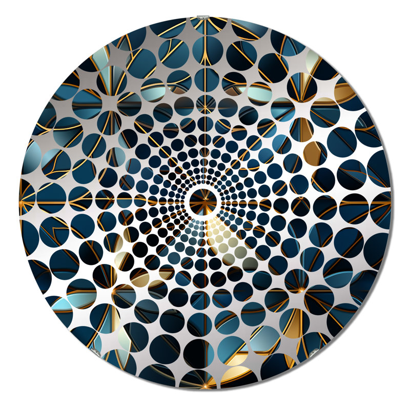 Miroir décoratif bleu géométrique quantique à cercles concentriques, 23,6 po x 23,6 po