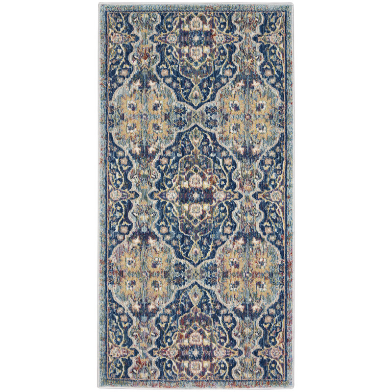 Tapis bleu marine traditionnel Raymond Farmhouse, Rectangle 2 pi x 4 pi