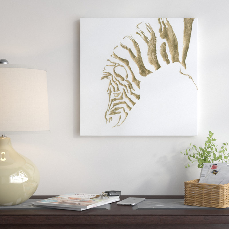 « gilded zèbre », impression sur toile, H 12 po x l 12 po x P 0,75 po, Pas de tapis, Toile tendue