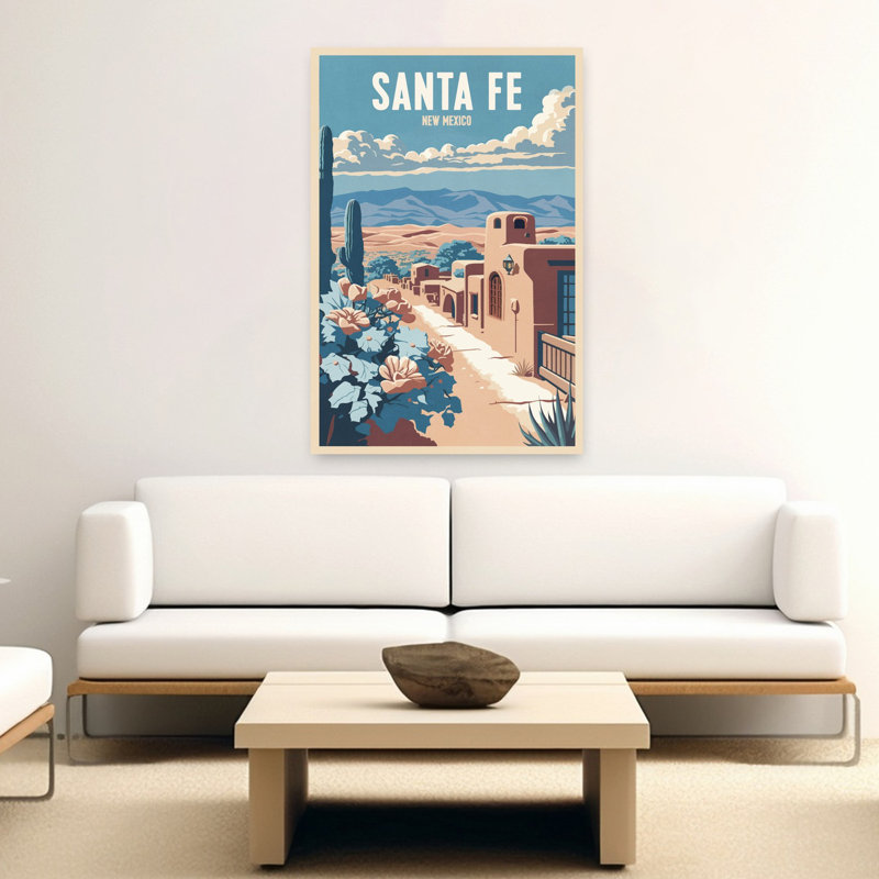 Santa Fe Vintage Abstract Cactus Landscape City Wall Art Print 1 Piece Wrapped Canvas Wall Art, 152.4cm H x 101.6cm W