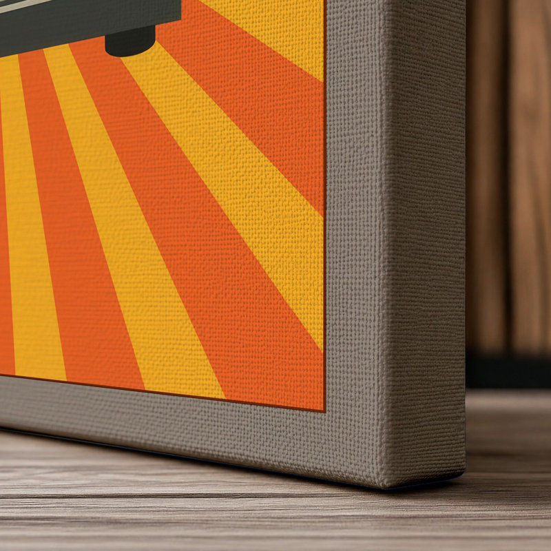Turntable Retro - Wrapped Canvas, 24x16 - 61.0 x 40.6 cm, Taupe Border