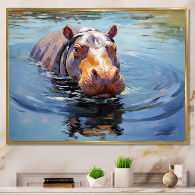 «Curious water hippo - Hippopotamus», art mural