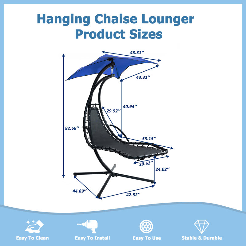 Chaise longue suspendue 1 personne Josian, Bleu marine
