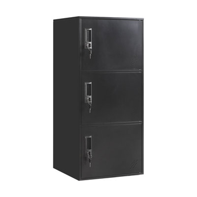 3 Door Vertical Stackable Storage Cabinet With Lock,anti-failing Device, Metal Lcoker,organizer For Office, Home, Gym, School,employee,kids. by Fumedo