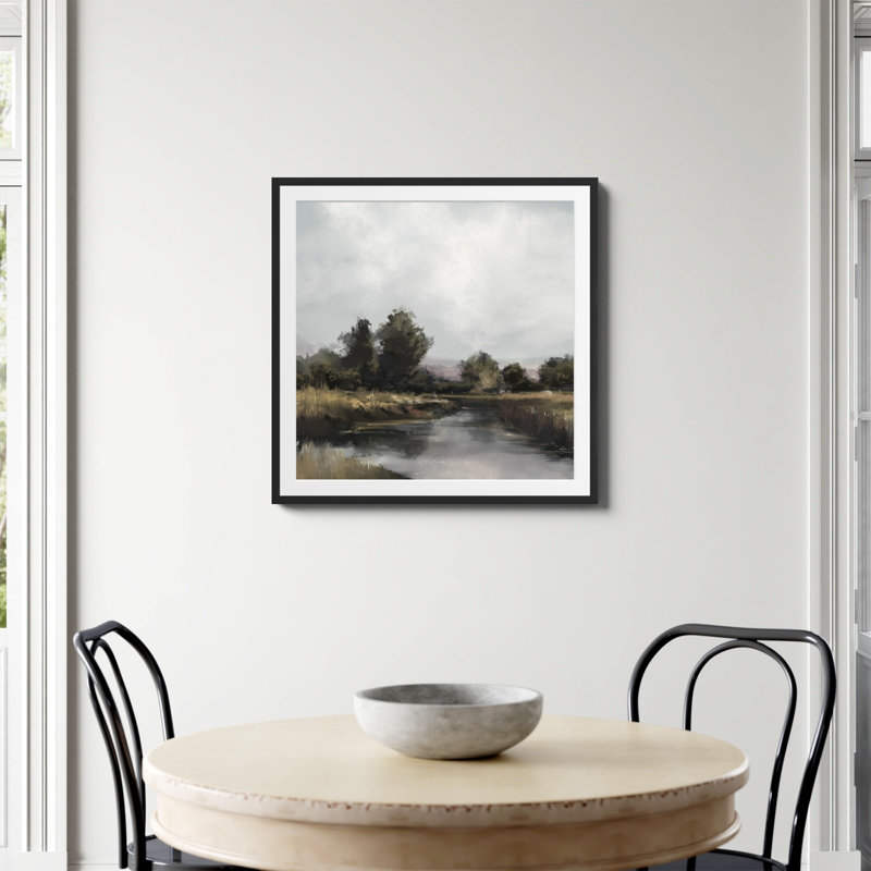 Imprimé «Spring River» par Dan Hobday, H 30 po x l 30 po, Papier avec cadre simple noir, Oui