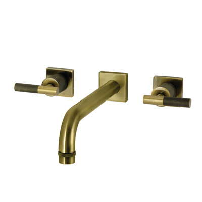 Kingston Brass Convergent Two-Handle 3-Hole Wall Mount Roman Tub Faucet With Knurled Handle
