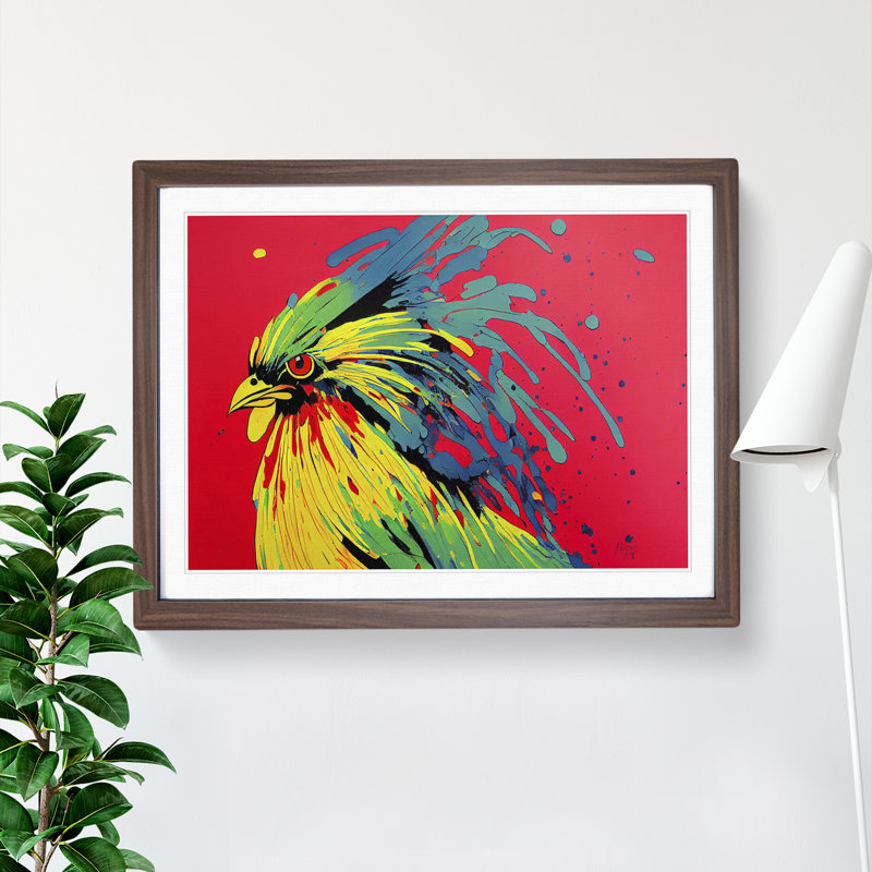 Rooster Splash Vol.1 Abstract - Single Picture Frame Print, Walnut Framed, 46cm H x 64cm W x 2cm D