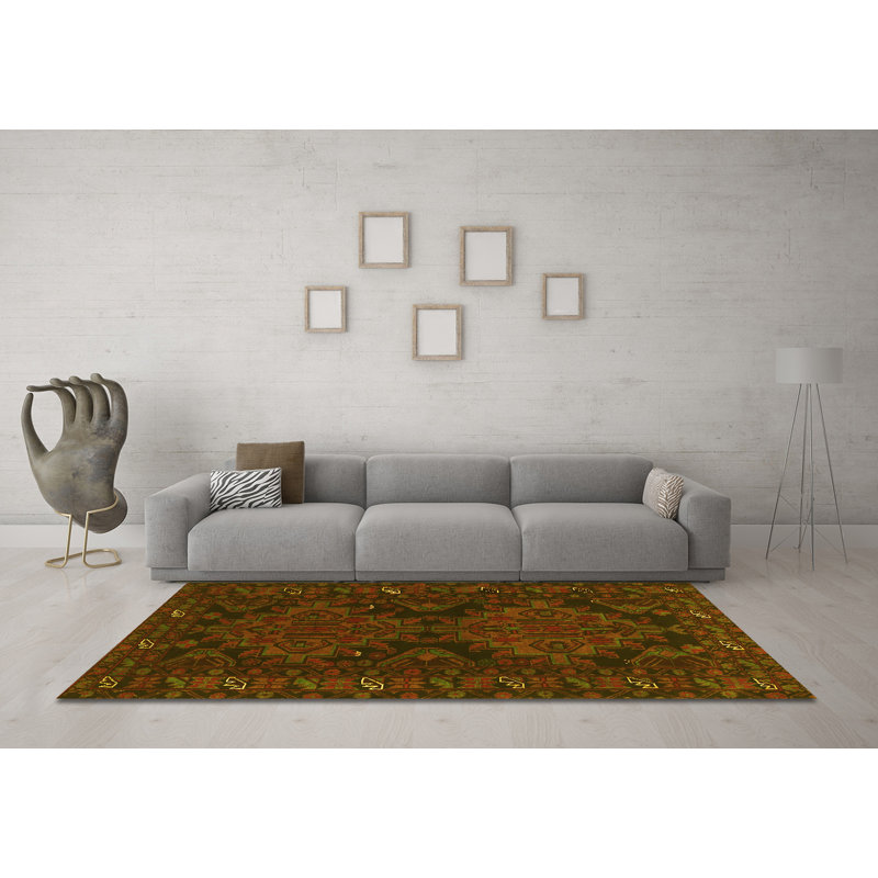 Washable Southwestern Indoor Rug, Square 5'