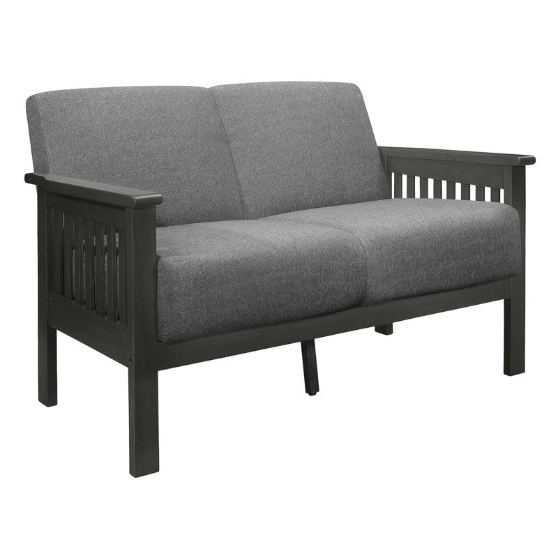 Style transitionnel avec assise et dossier à coussin gris, structure en bois d'hévéa avec coussins texturés pour le salon