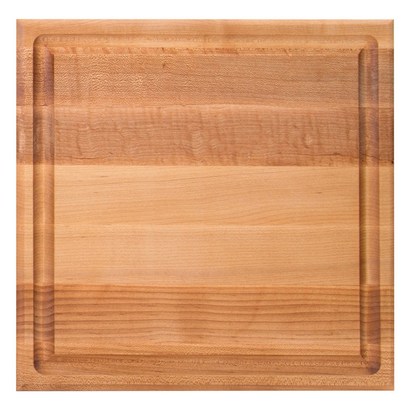 John Boos Chef's Collection Edge Grain 1.75" Maple Cutting Board with Groove, 12" L x 12" W x 1.75" D