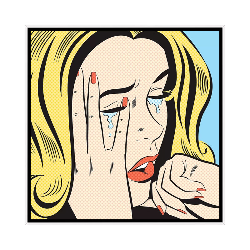 Crying Woman by Joseph McDermott - Print on Canvas, White Framed, 93.98 cm H x 93.98 cm W
