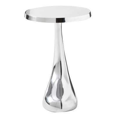  Contemporary 21" Silver Aluminum Abstract Round End Table
