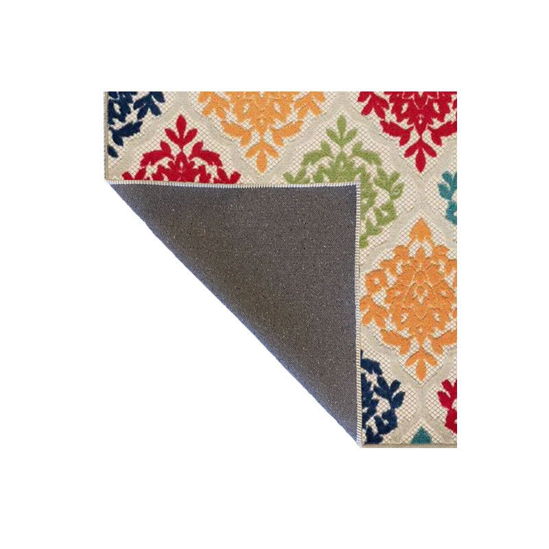 Tapis décoratif à motif géométrique à rayures de couleur mélangée lavable à la machine