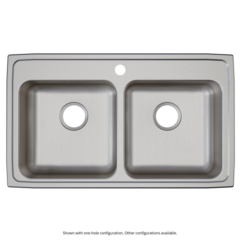 Évier de cuisine à double cuve encastrable en acier inoxydable L 33 po x l 20 po Elkay Lustertone