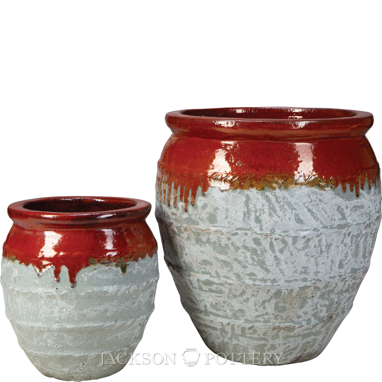 19" Pot Planter, Red/Graystone