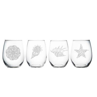 Set of 6 Stemless Wine Glasses Gift Box, 15oz, Clear Sold by at Home