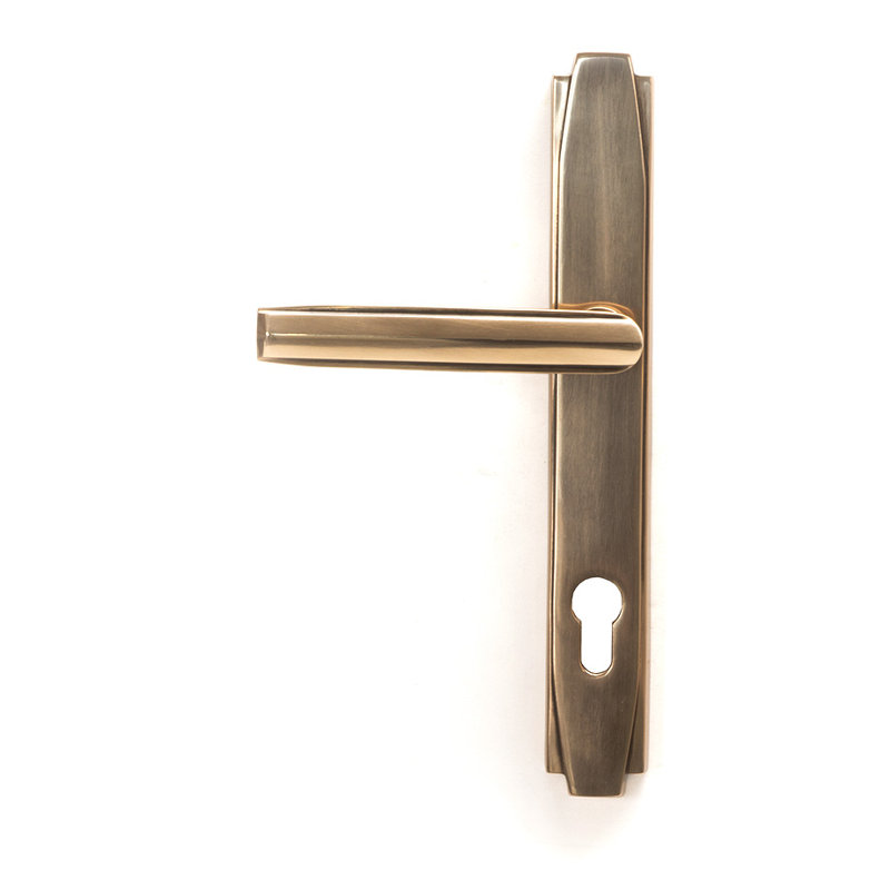 Art Deco Multipoint Lock Door Handle, Polished Brass