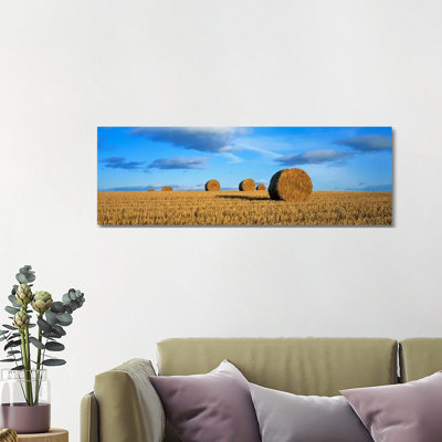 Hay Bales, Scotland, United Kingdom 1 Piece Wrapped Canvas Panoramic Wall Art