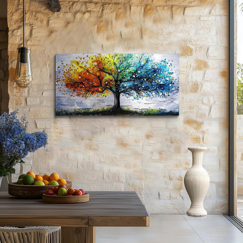 «Vibrant Tree of Life», art mural coloré sur toile H 20 po x l 40 po